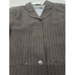 Brun Stvnejakke m. Striber Ny (Men mangler 3 knapper) Str. 40