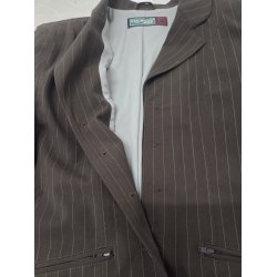 Brun Stvnejakke m. Striber Ny (Men mangler 3 knapper) Str. 40