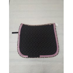 Sort Dressurunderlag med Leopard Kant str. 17"