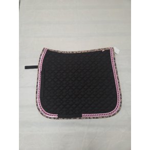 Sort Dressurunderlag med Leopard Kant str. 17