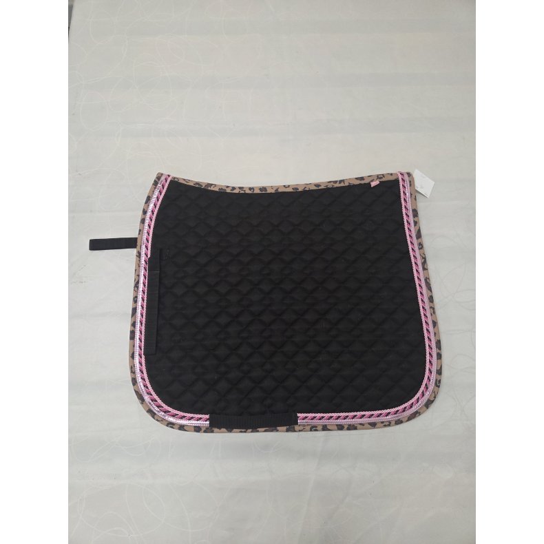 Sort Dressurunderlag med Leopard Kant str. 17"