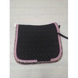 Sort Dressurunderlag med Leopard Kant str. 17"