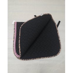 Sort Dressurunderlag med Leopard Kant str. 17"