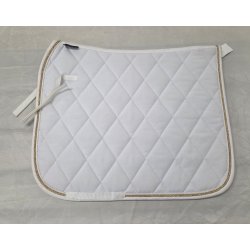 Hvidt Dressurunderlag m. Guldkant str. 17" NYT