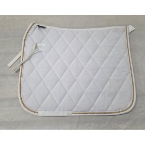 Hvidt Dressurunderlag m. Guldkant str. 17