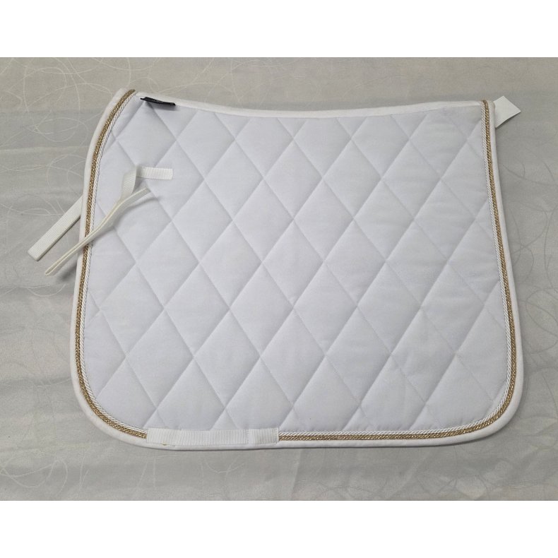 Hvidt Dressurunderlag m. Guldkant str. 17" NYT