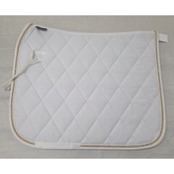 Hvidt Dressurunderlag m. Guldkant str. 17" NYT