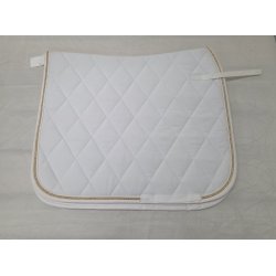 Hvidt Dressurunderlag m. Guldkant str. 17" NYT