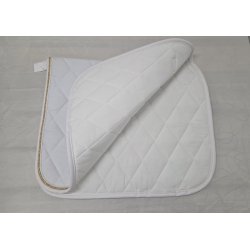 Hvidt Dressurunderlag m. Guldkant str. 17" NYT