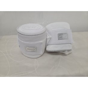 Hvide Bandager med S�lv Kant 2 stk. Str. Full Helt Nye