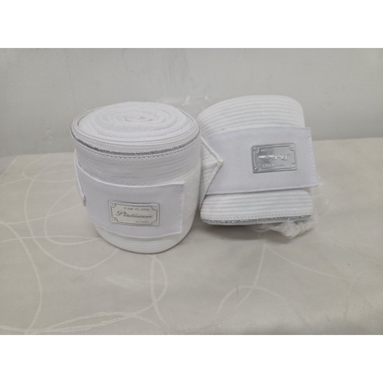 Hvide Bandager med S�lv Kant 2 stk. Str. Full Helt Nye