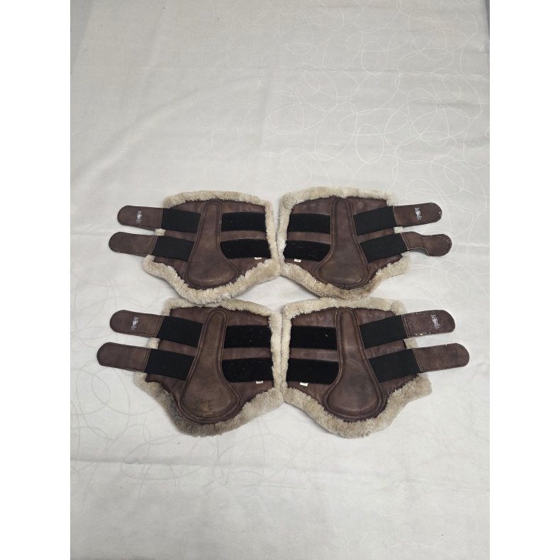 Dressur Gamacher L�der Brune med Lam Str. Cob 4 stk.