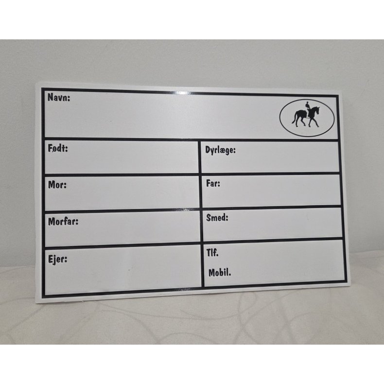 Navneskilt Til Boks I Plast