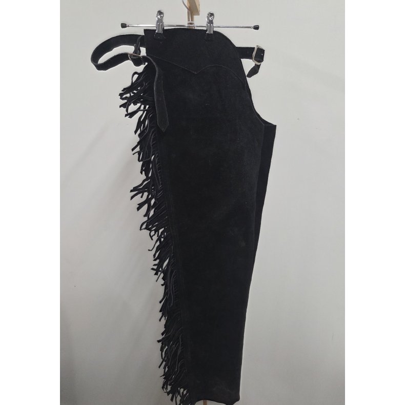 Sorte Ruskind Chaps med Frynser Str. 36-38