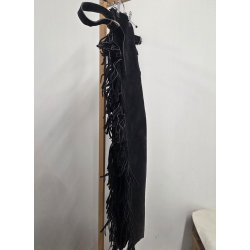 Sorte Ruskind Chaps med Frynser Str. 36-38