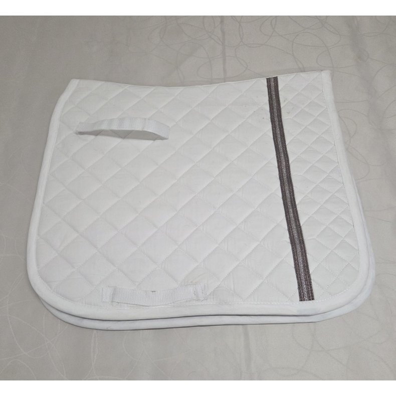 Hvidt Dressurunderlag Med Glimmerstribe Str. 17"