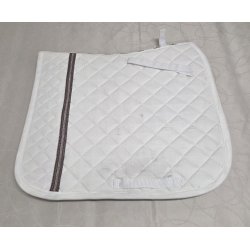 Hvidt Dressurunderlag Med Glimmerstribe Str. 17"
