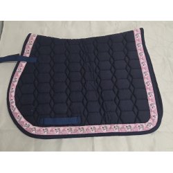 Bl� Springunderlag med Lyser�d Kant M. Hest Str. Full