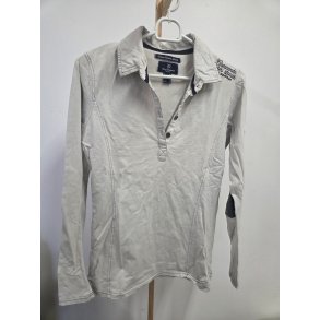 Lang�rmet Polo i Sand/Gr� Horze Str. Xs/36