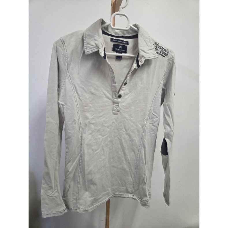 Lang�rmet Polo i Sand/Gr� Horze Str. Xs/36