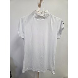 Hvid St�vne T-Shirt med Sten P� Kraven Horze Str. S/38