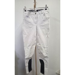 Hvide St�vnebukser Med Grip P� kn� Peace Tegn Bag p� Montar Str. 36