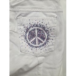 Hvide St�vnebukser Med Grip P� kn� Peace Tegn Bag p� Montar Str. 36