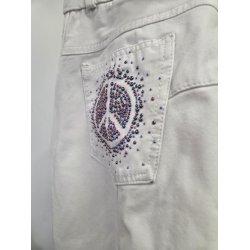 Hvide St�vnebukser Med Grip P� kn� Peace Tegn Bag p� Montar Str. 36