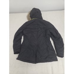 Dynejakke, Sort med aftagelig Pels Equsana Str. XS /34
