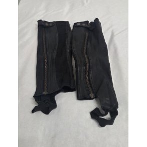 L�der Leggins med lynl�s og knap  Str. M
