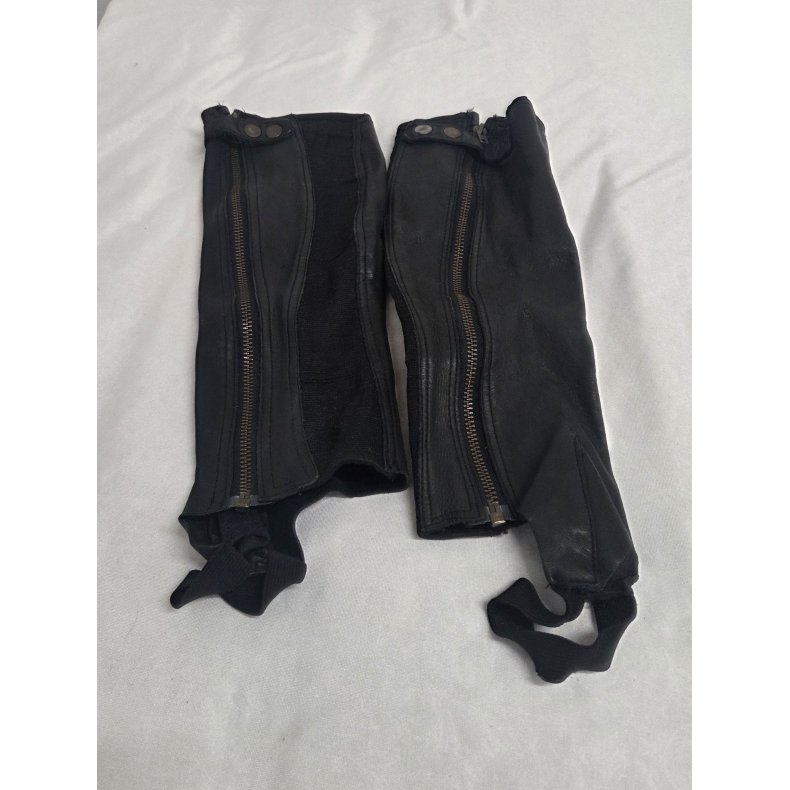 L�der Leggins med lynl�s og knap  Str. M