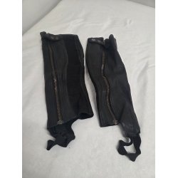L�der Leggins med lynl�s og knap  Str. M