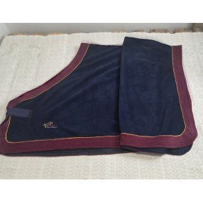Bl� Fleeced�kken med Bordeaux kant uden gjord str. 125 cm