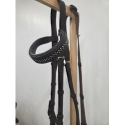 Brun Trense med Bling i Pandeb�nd Str. Pony Inkl. Bid 11,5 cm OBS uden n�seb�nd 