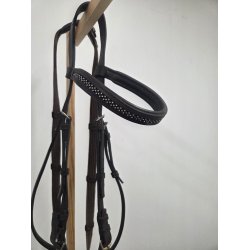 Brun Trense med Bling i Pandeb�nd Str. Pony Inkl. Bid 11,5 cm OBS uden n�seb�nd 