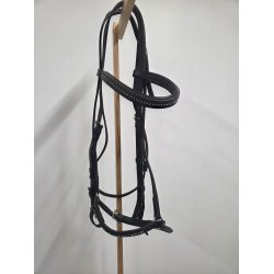 Sort Pony Trense med Bling i N�se og Pandeb�nd Str. Pony