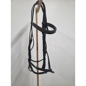 Sort Pony Trense med Bling i N�se og Pandeb�nd Str. Pony