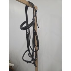 Sort Pony Trense med Bling i N�se og Pandeb�nd Str. Pony