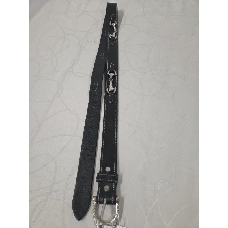 Horze Sort L�der B�lte 100  cm. (brugt meget lidt)
