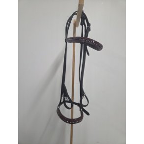Helt ny trense med bordeaux pande- n�seb�nd med simlisten str. Pony/ Cob