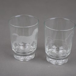 Glasplader med heste motiv + 2 stk glas 