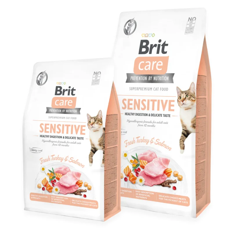 Brit Care Cat GF Sensitive Healthy Digestion + Delic. Taste (fersken) 7 Kg.